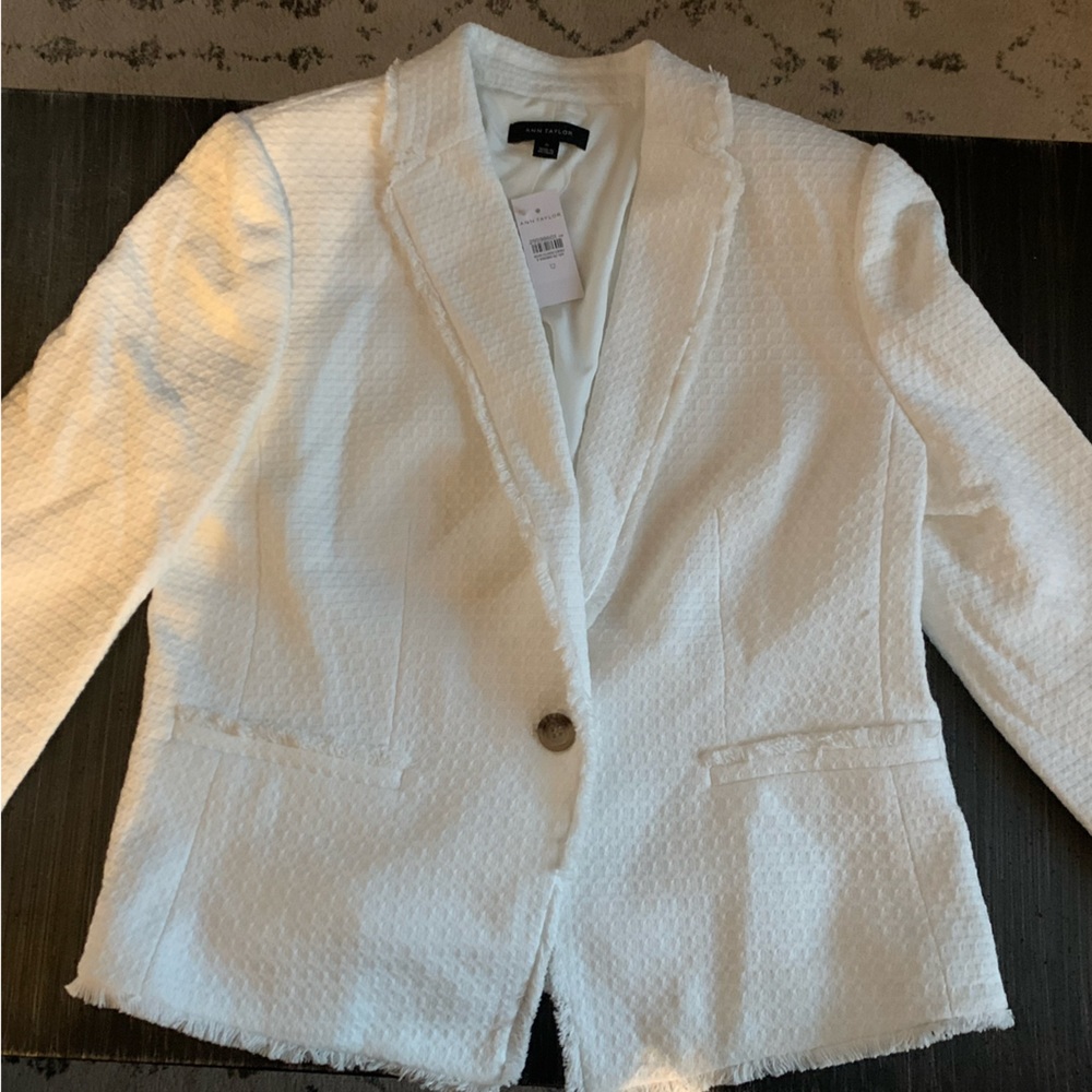 NWT White Ann Taylor Tweed Twill Women’s Blazer
